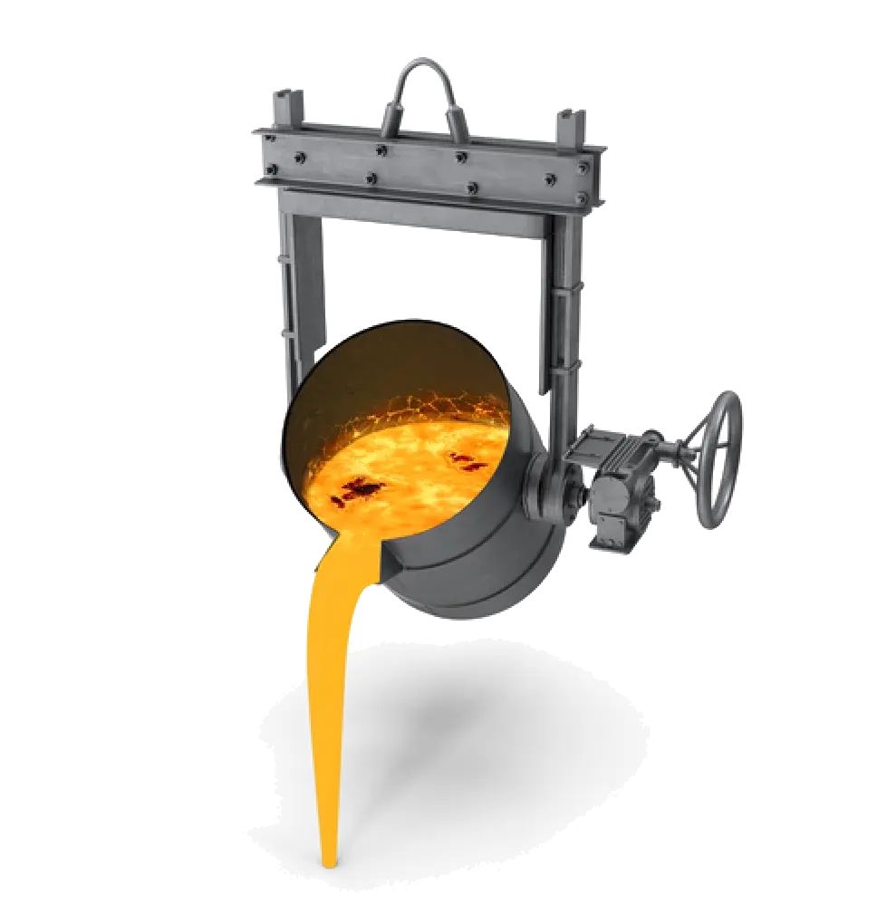 molten metal ladle pouring molten metal